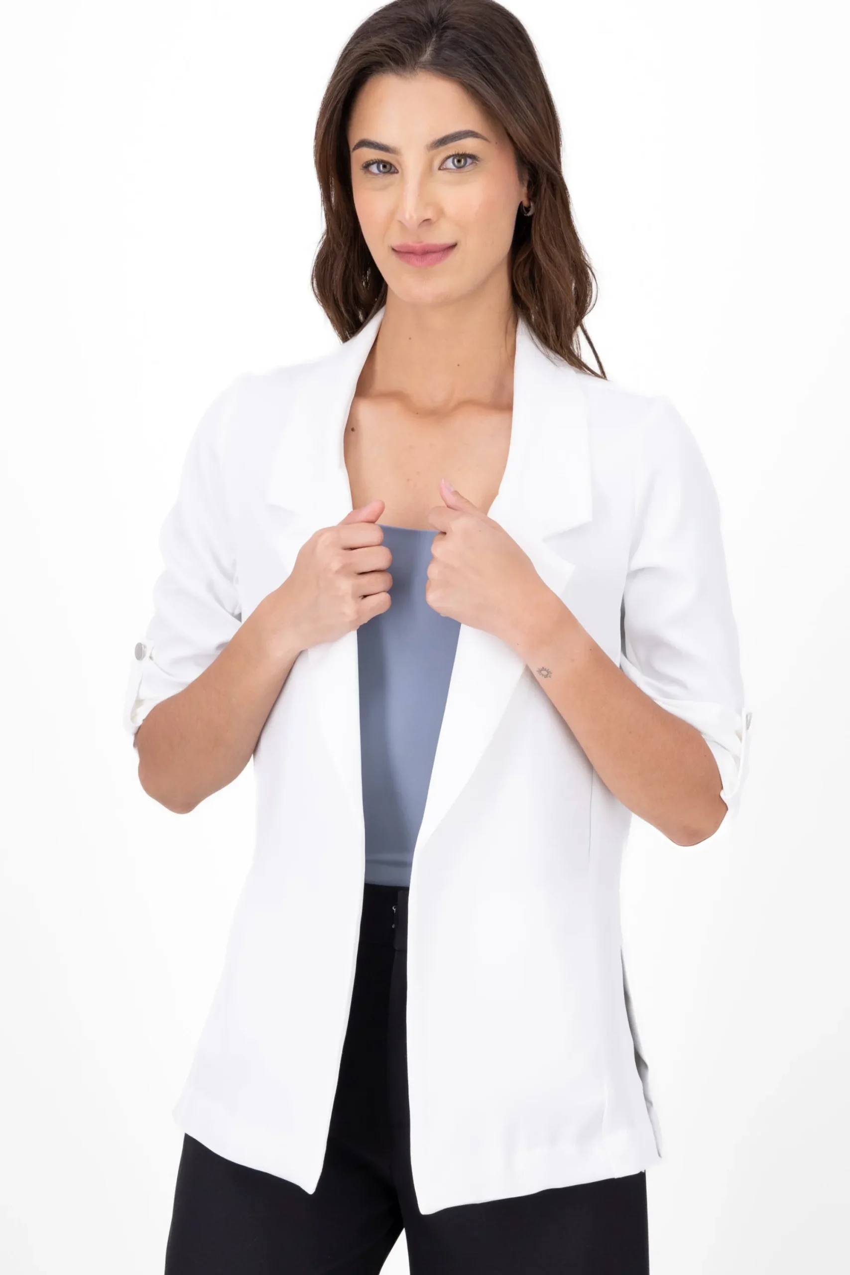Shasa 3/4 Sleeve Plain Blazer