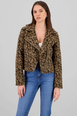 Shasa Animal Print Biker Jacket