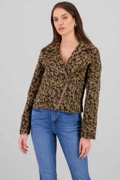 Shasa Animal Print Biker Jacket
