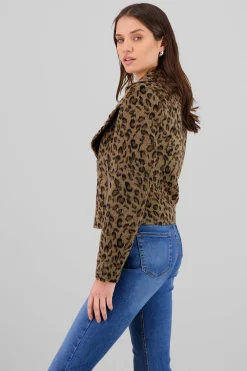 Shasa Animal Print Biker Jacket
