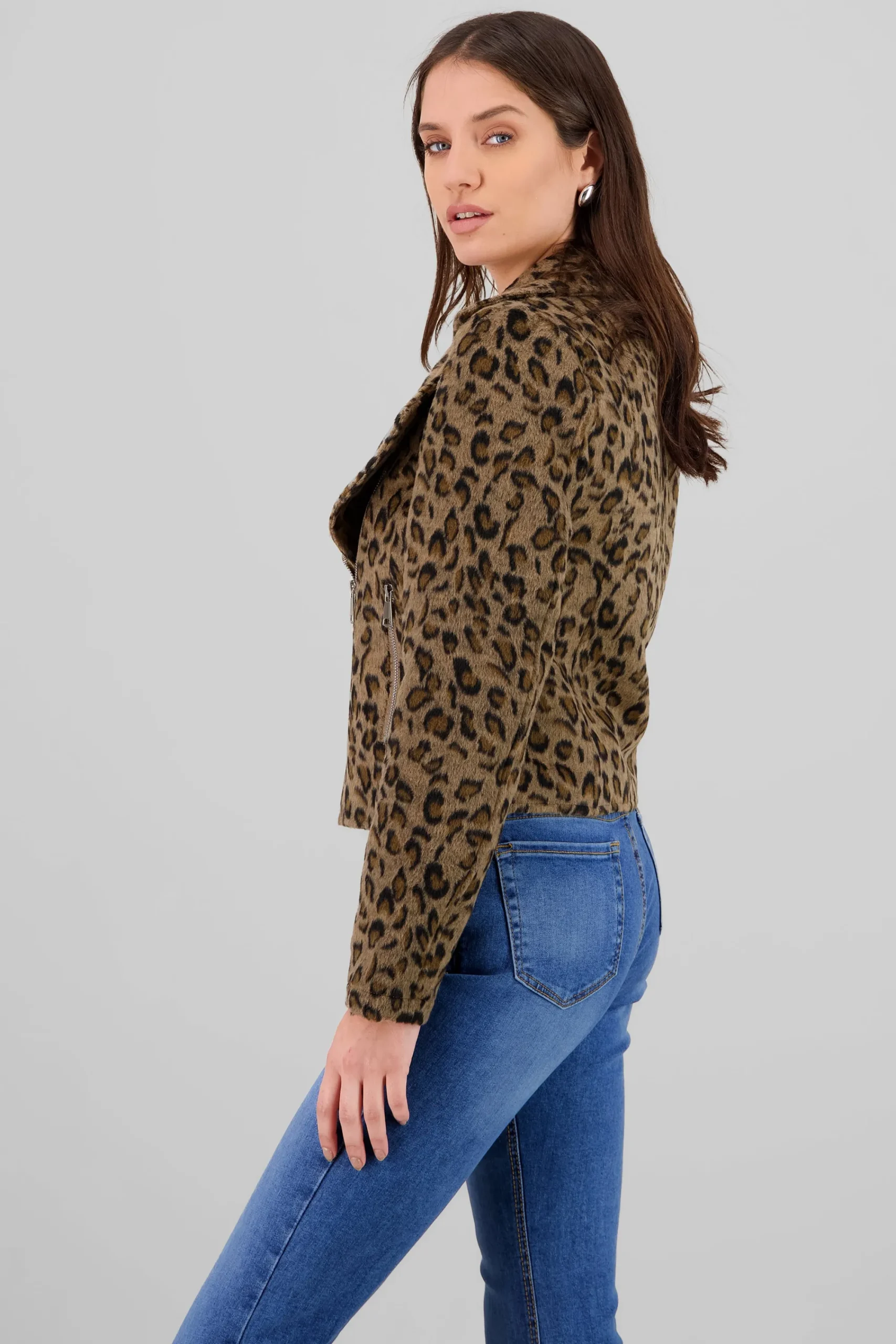 Shasa Animal Print Biker Jacket