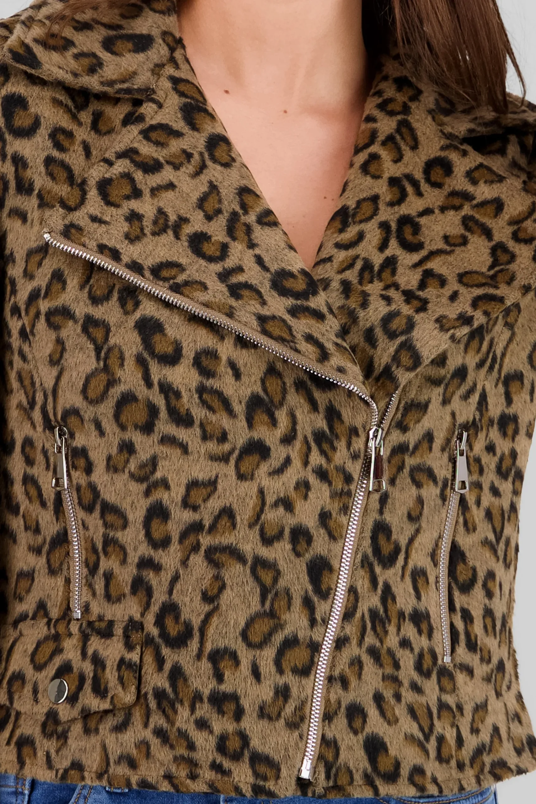 Shasa Animal Print Biker Jacket