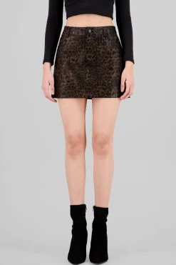 Shasa Animal Print Faux Leather Mini Skirt