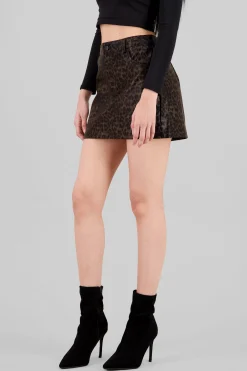 Shasa Animal Print Faux Leather Mini Skirt