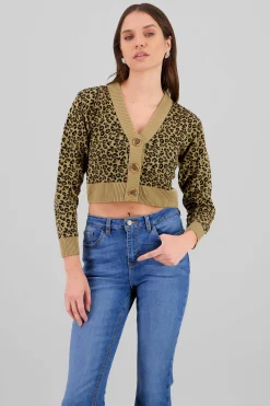 Shasa Animal Print Knit Cardigan