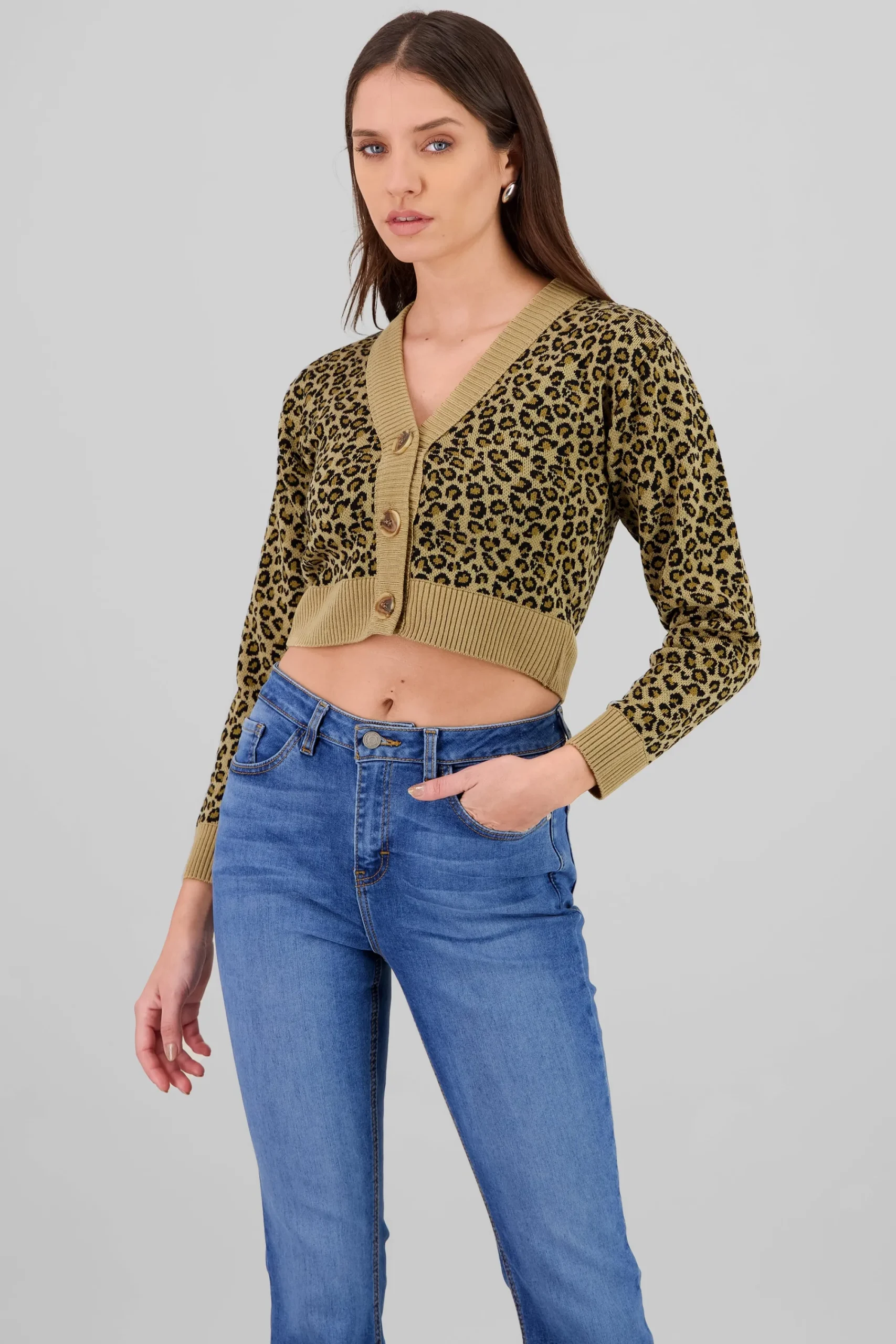 Shasa Animal Print Knit Cardigan