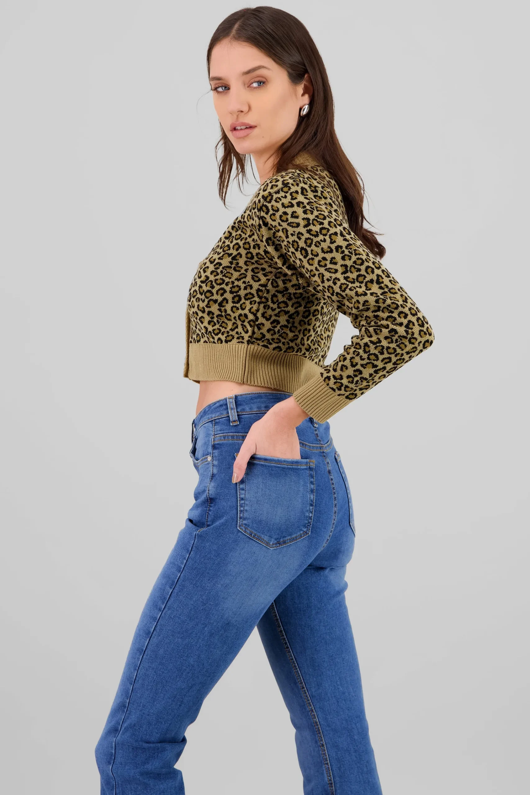 Shasa Animal Print Knit Cardigan