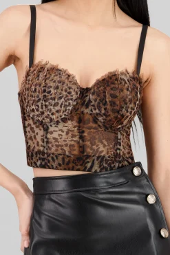 Shasa Animal Print Mesh Corset