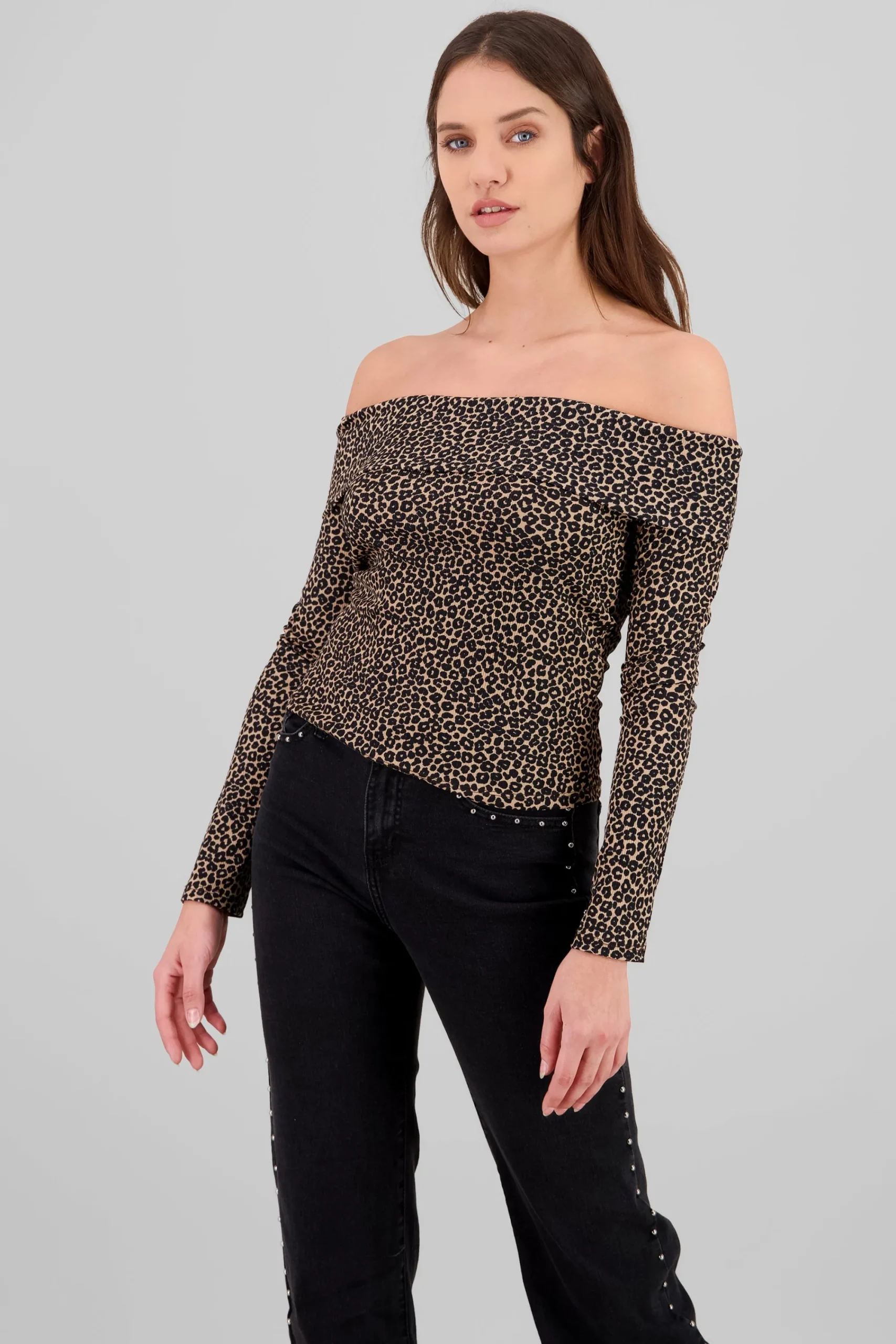 Shasa Animal Print Off Shouder Top