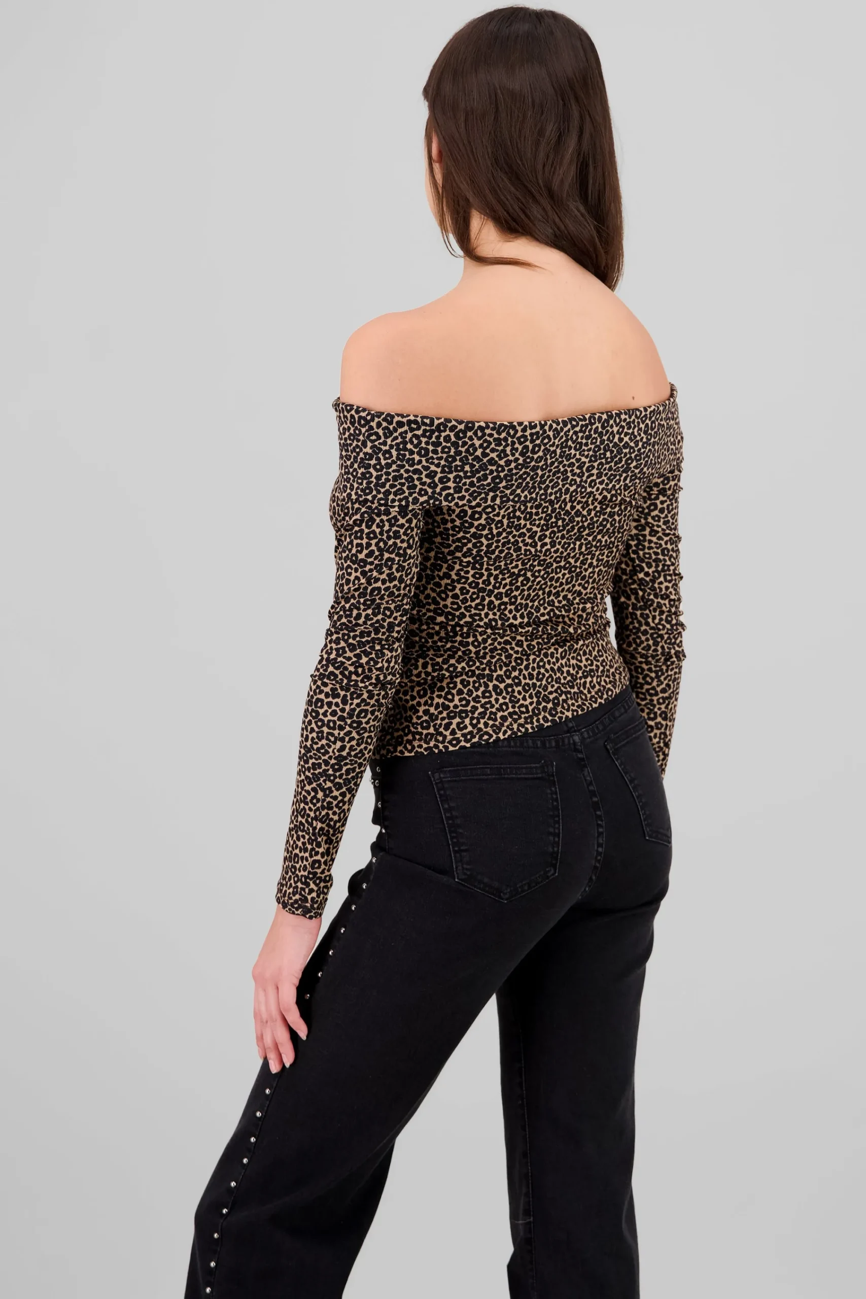 Shasa Animal Print Off Shouder Top