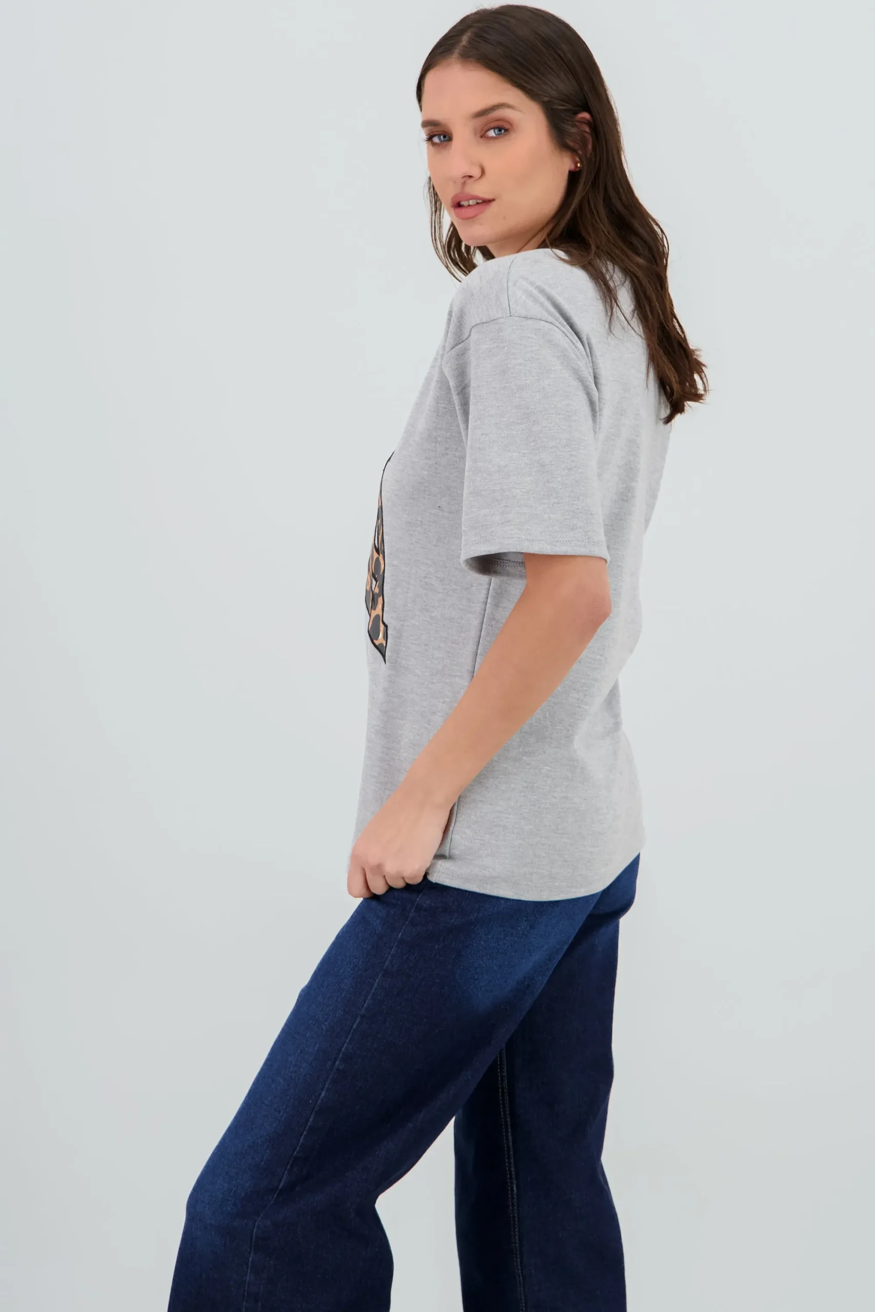 Shasa Animal Print Patch Short Sleeve T Shirt