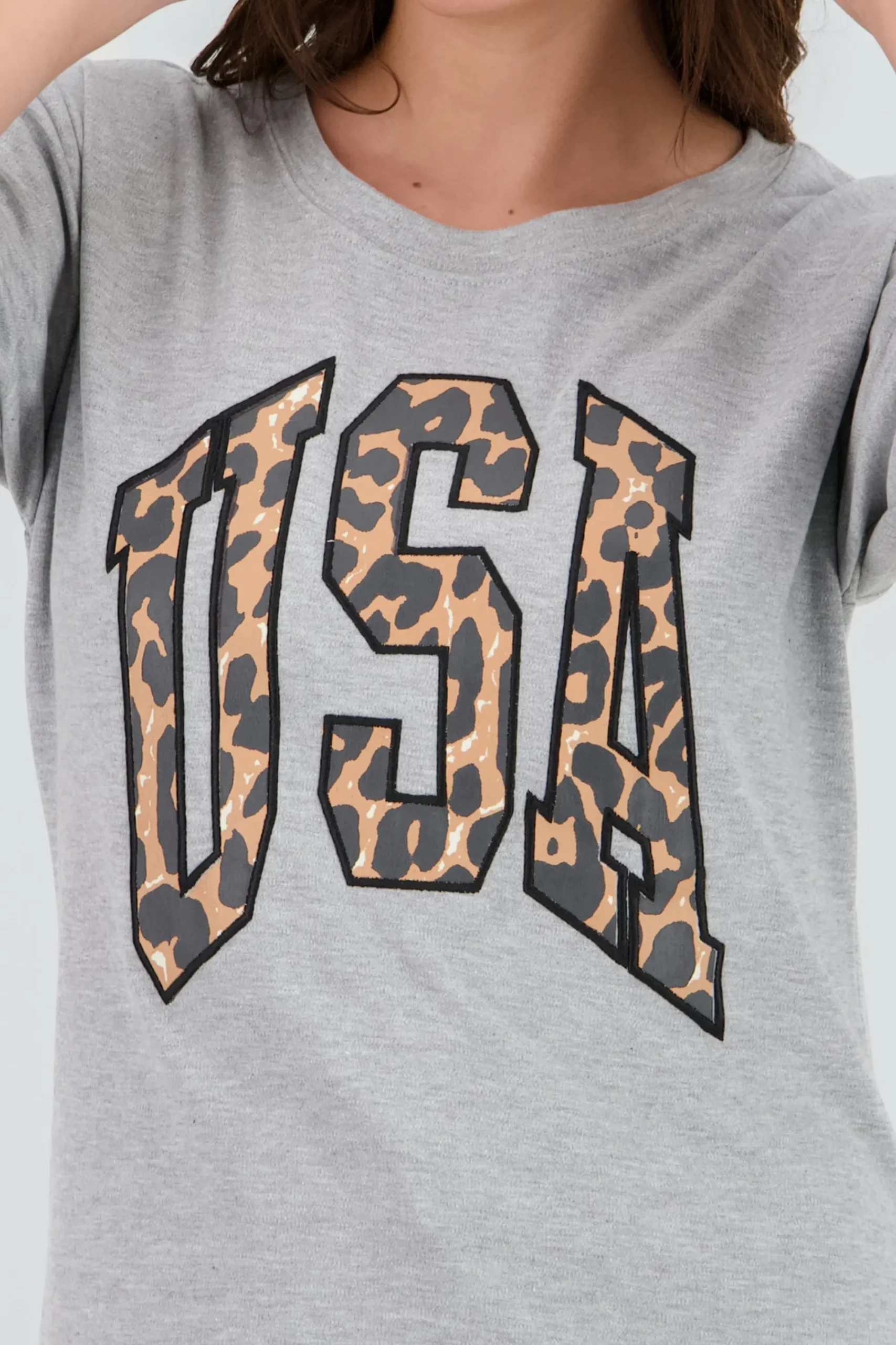 Shasa Animal Print Patch Short Sleeve T Shirt