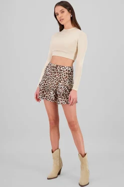 Shasa Animal Print Ruffle Mini Skirt