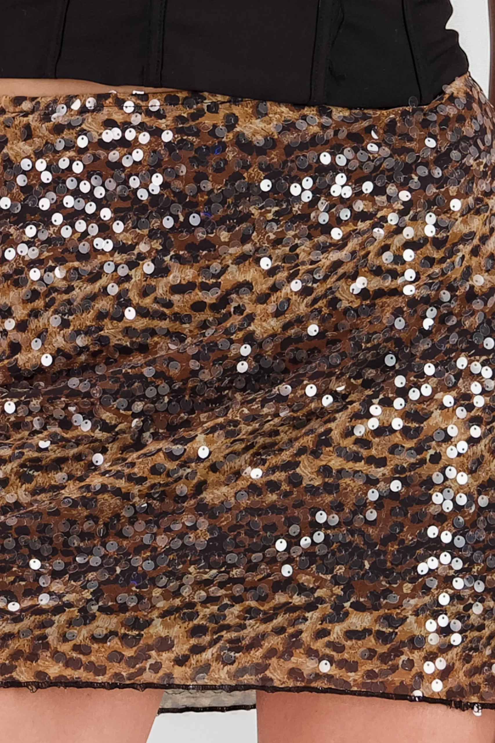 Shasa Animal Print Sequin Skirt