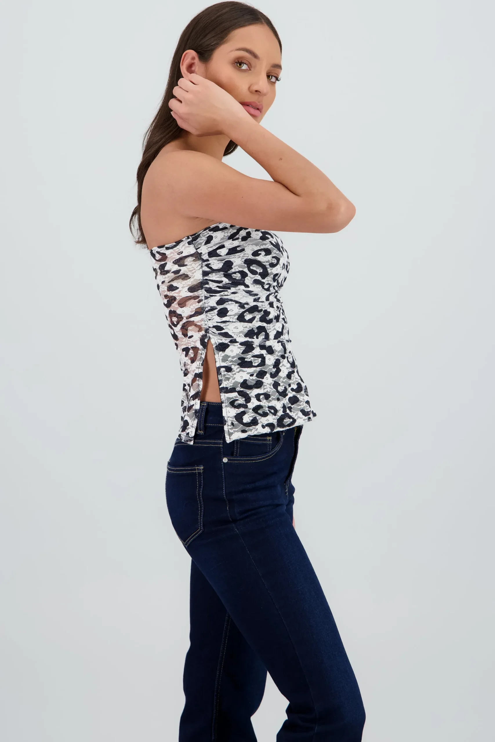Shasa Animal Print Strapless Top