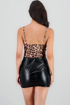 Shasa Animal Print Strappy Bodysuit
