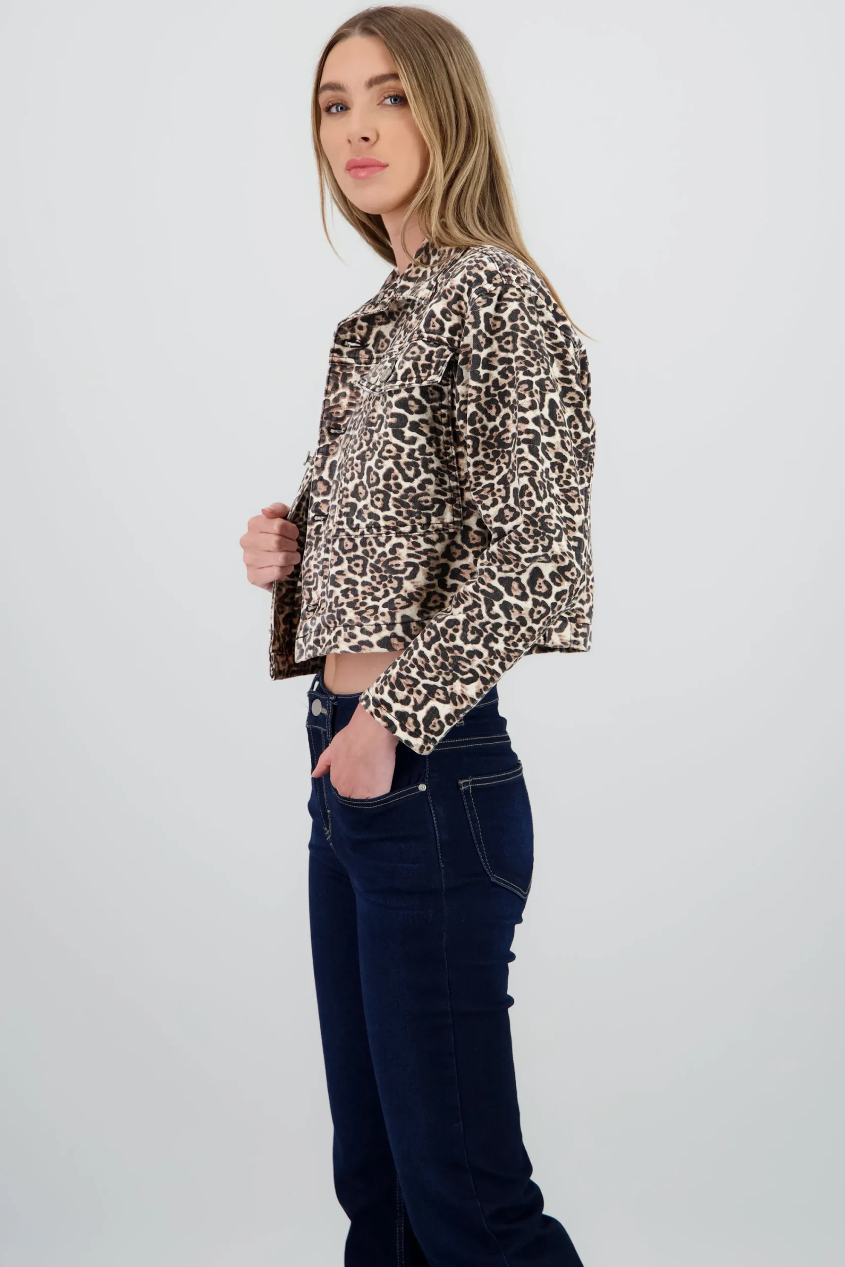 Shasa Animal Print Trucker Jacket
