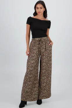 Shasa Animal Print Wide Leg Pants