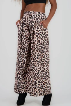 Shasa Animal Print Wide Leg Pants