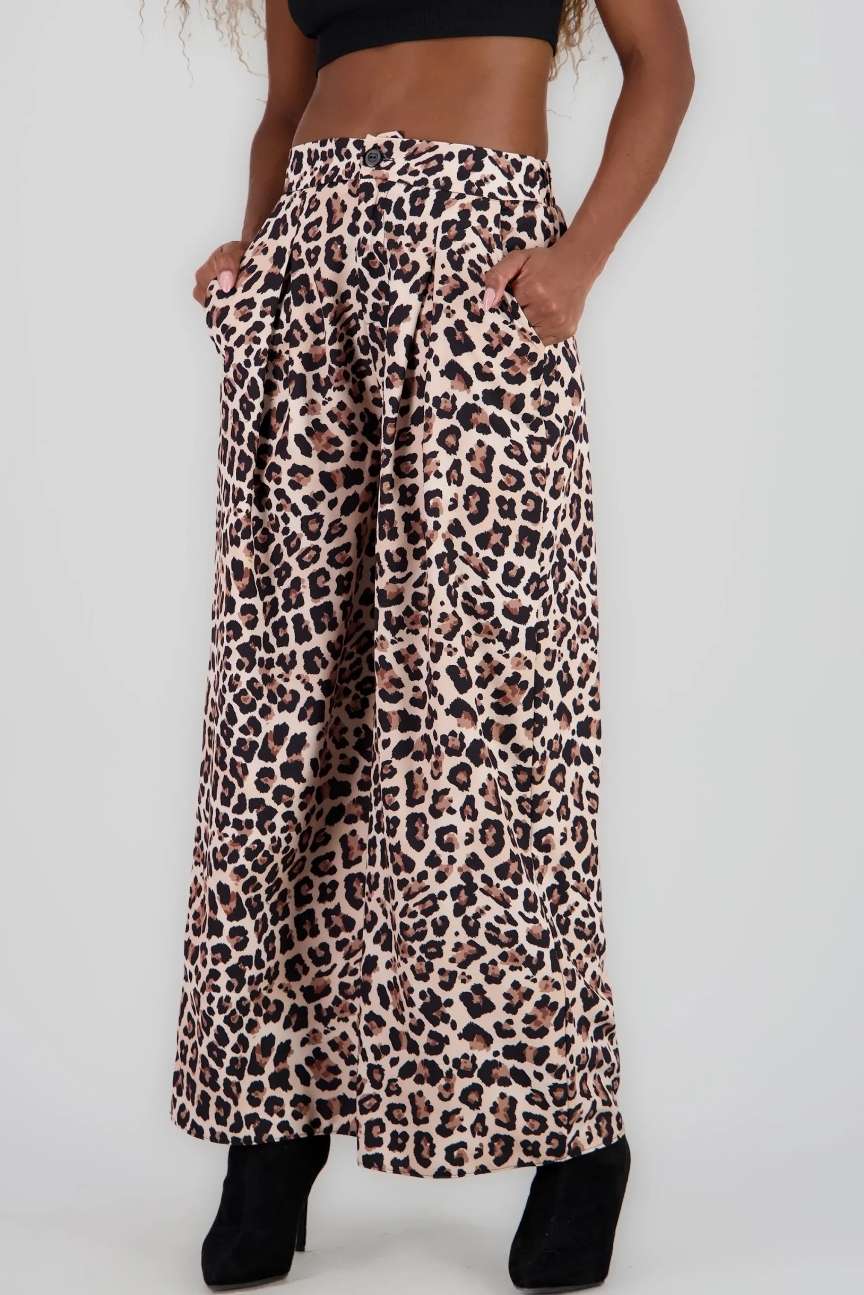 Shasa Animal Print Wide Leg Pants