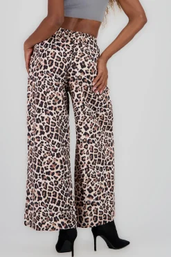 Shasa Animal Print Wide Leg Pants