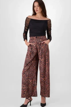 Shasa Animal Print Wide Leg Pants