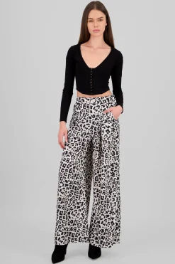 Shasa Animal Print Wide Leg Pants