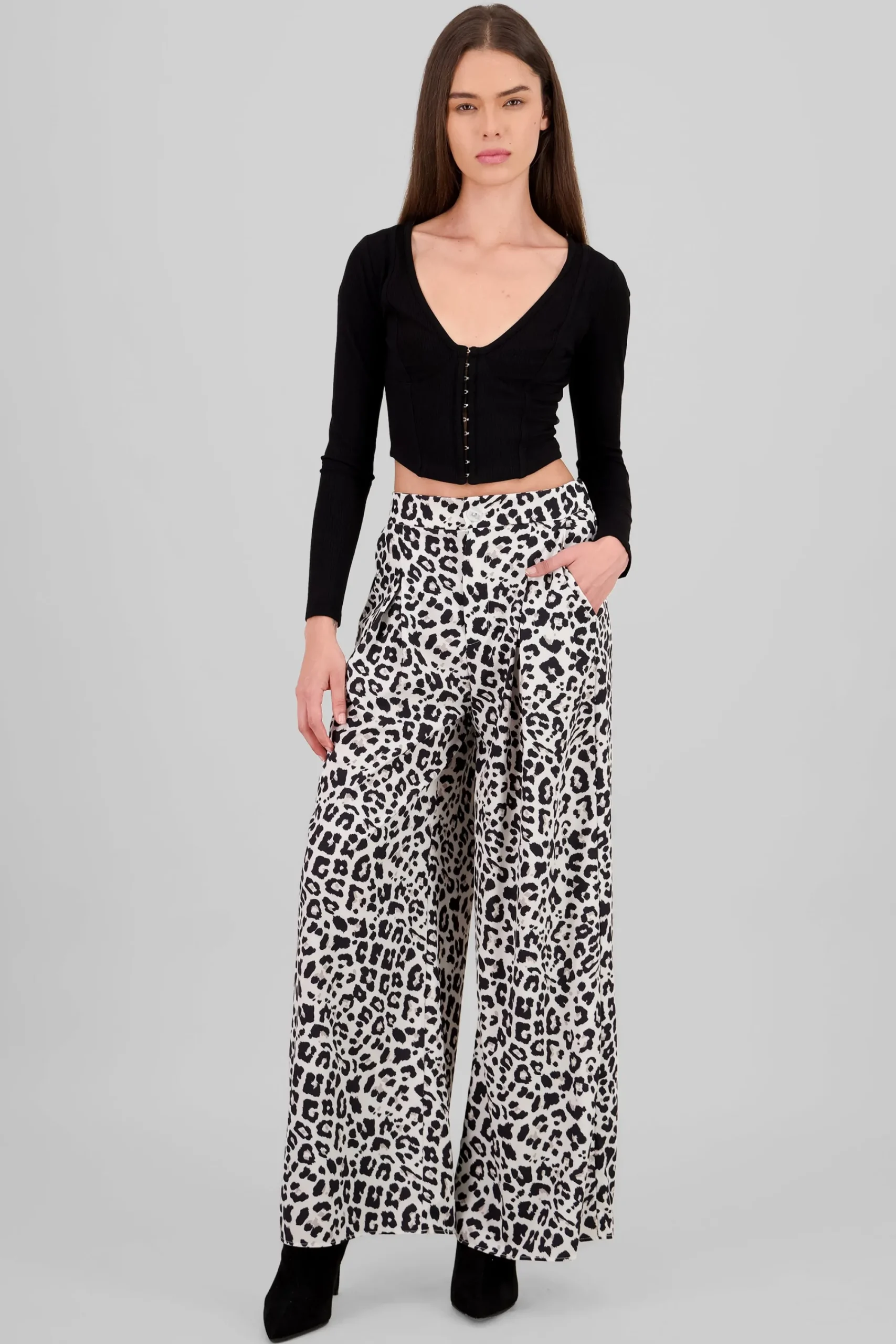 Shasa Animal Print Wide Leg Pants