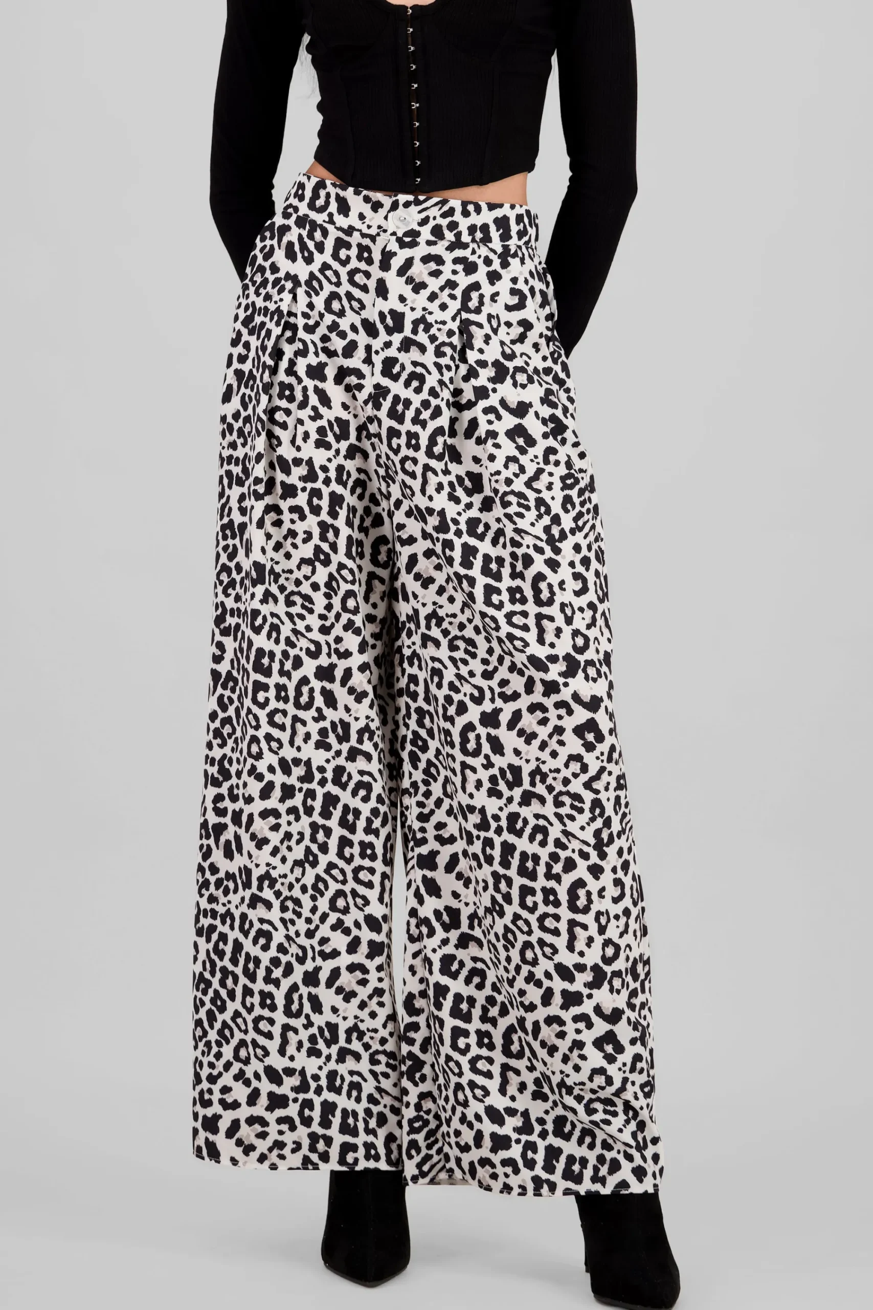 Shasa Animal Print Wide Leg Pants