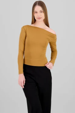 Shasa Asymmetric One Shoulder Long Sleeve Top