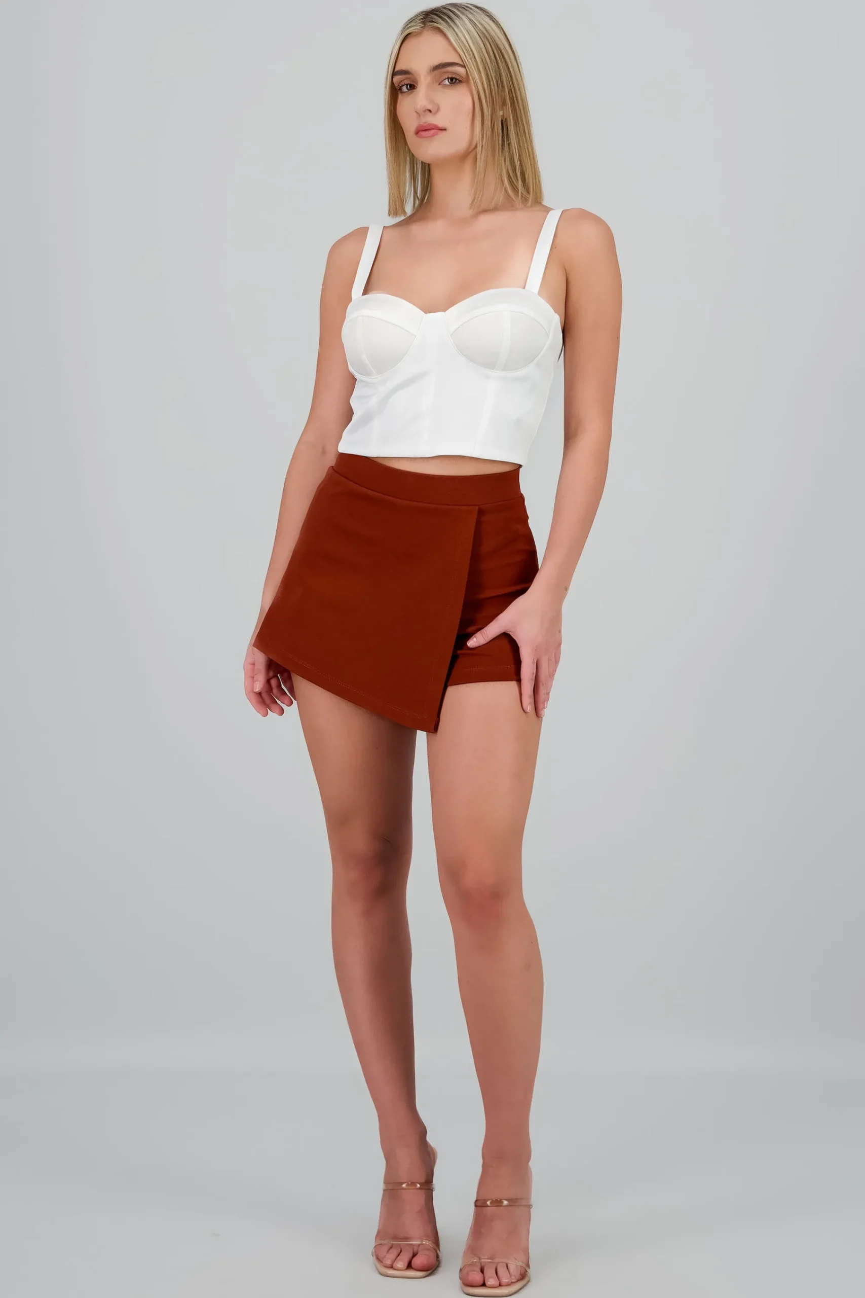 Shasa Asymmetric solid skort