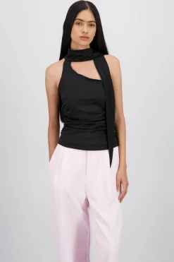 Shasa Asymmetric Top with Neck Detail