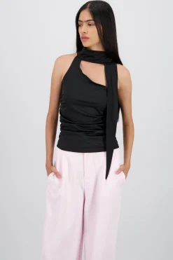 Shasa Asymmetric Top with Neck Detail