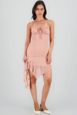 Shasa Asymmetrical Lace Mini Dress
