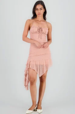 Shasa Asymmetrical Lace Mini Dress