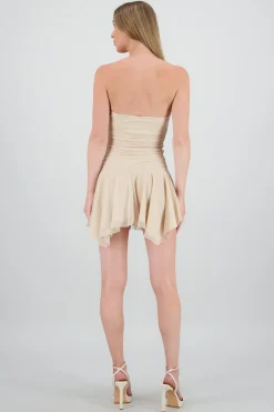Shasa Asymmetrical Mesh Mini Dress