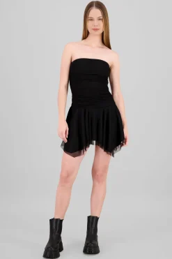 Shasa Asymmetrical Mesh Mini Dress