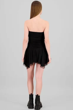 Shasa Asymmetrical Mesh Mini Dress