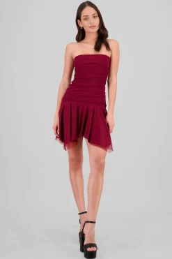 Shasa Asymmetrical Mesh Mini Dress