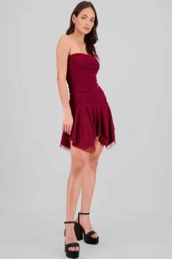Shasa Asymmetrical Mesh Mini Dress