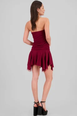 Shasa Asymmetrical Mesh Mini Dress