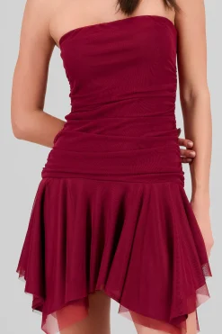 Shasa Asymmetrical Mesh Mini Dress