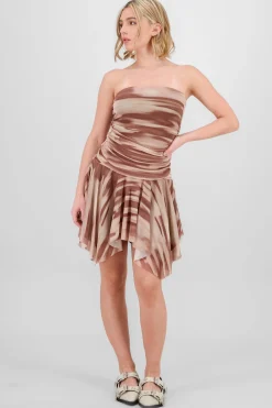 Shasa Asymmetrical Mesh Print Dress