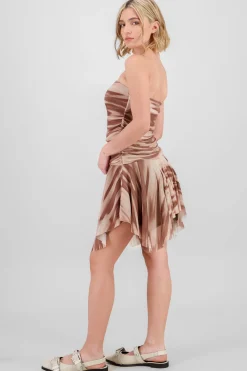 Shasa Asymmetrical Mesh Print Dress