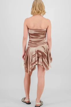 Shasa Asymmetrical Mesh Print Dress