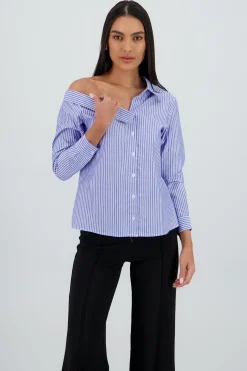 Shasa Asymmetrical Striped Shirt