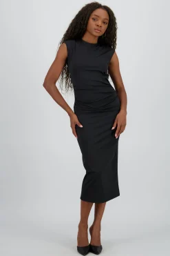 Shasa Backless Midi Dress with V Neck