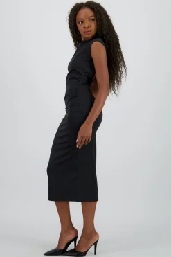Shasa Backless Midi Dress with V Neck