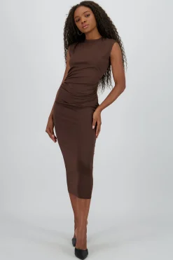 Shasa Backless Midi Dress with V Neck