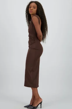 Shasa Backless Midi Dress with V Neck